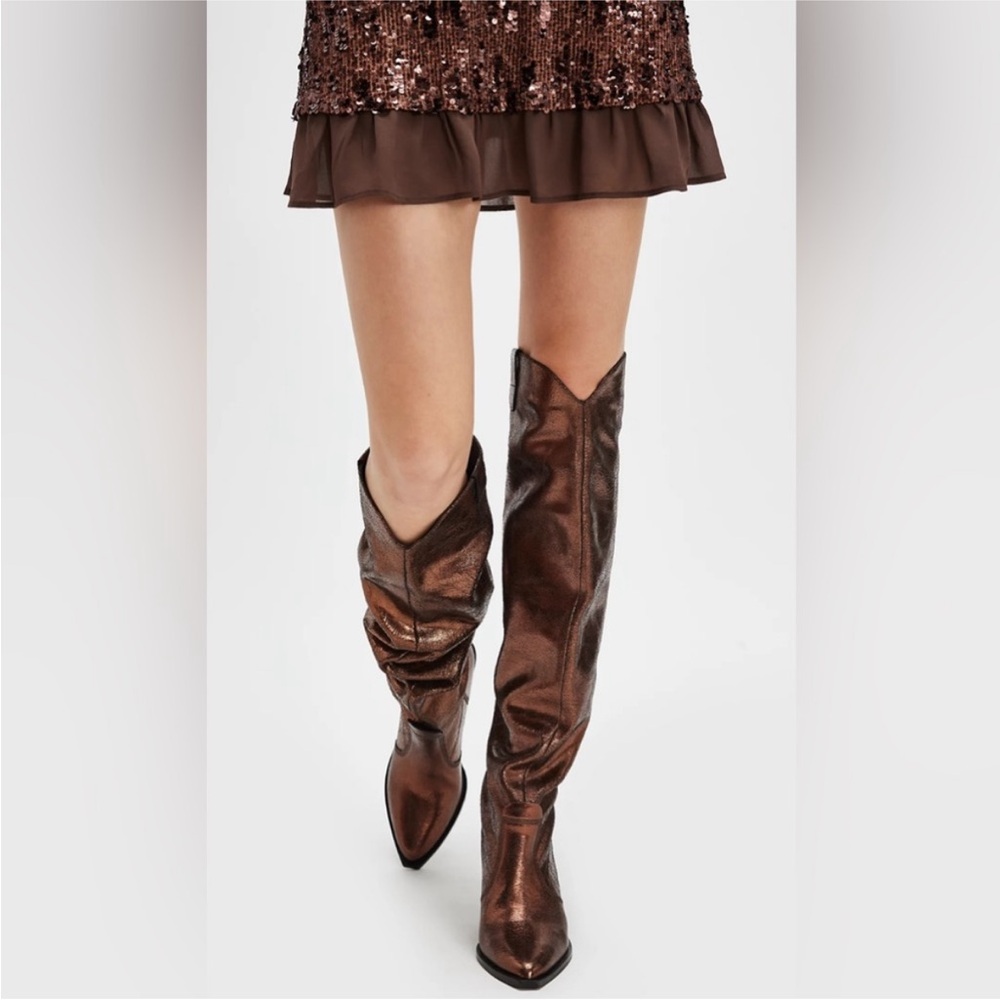 🆕 Free People Triple Crown Over-the-Knee Slouch Boots - Picture 8 of 16